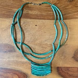 Art Deco 70’s Metal Turquoise Color Necklace